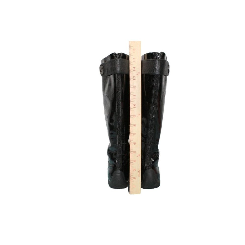Cole Haan Black Shiny Patent Leather Waterproof Tall Rain Casual Boots 7.5 B - Picture 5 of 11